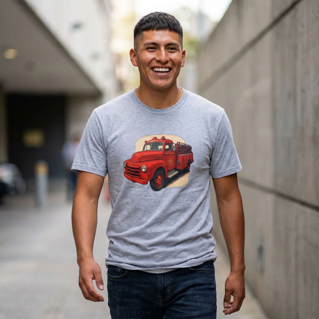 Vintage Fire Truck T-Shirt Perfect for Road Trips, and Everyday Wear